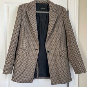 Massimo Dutti Houndstooth Blazer - Black and Brown